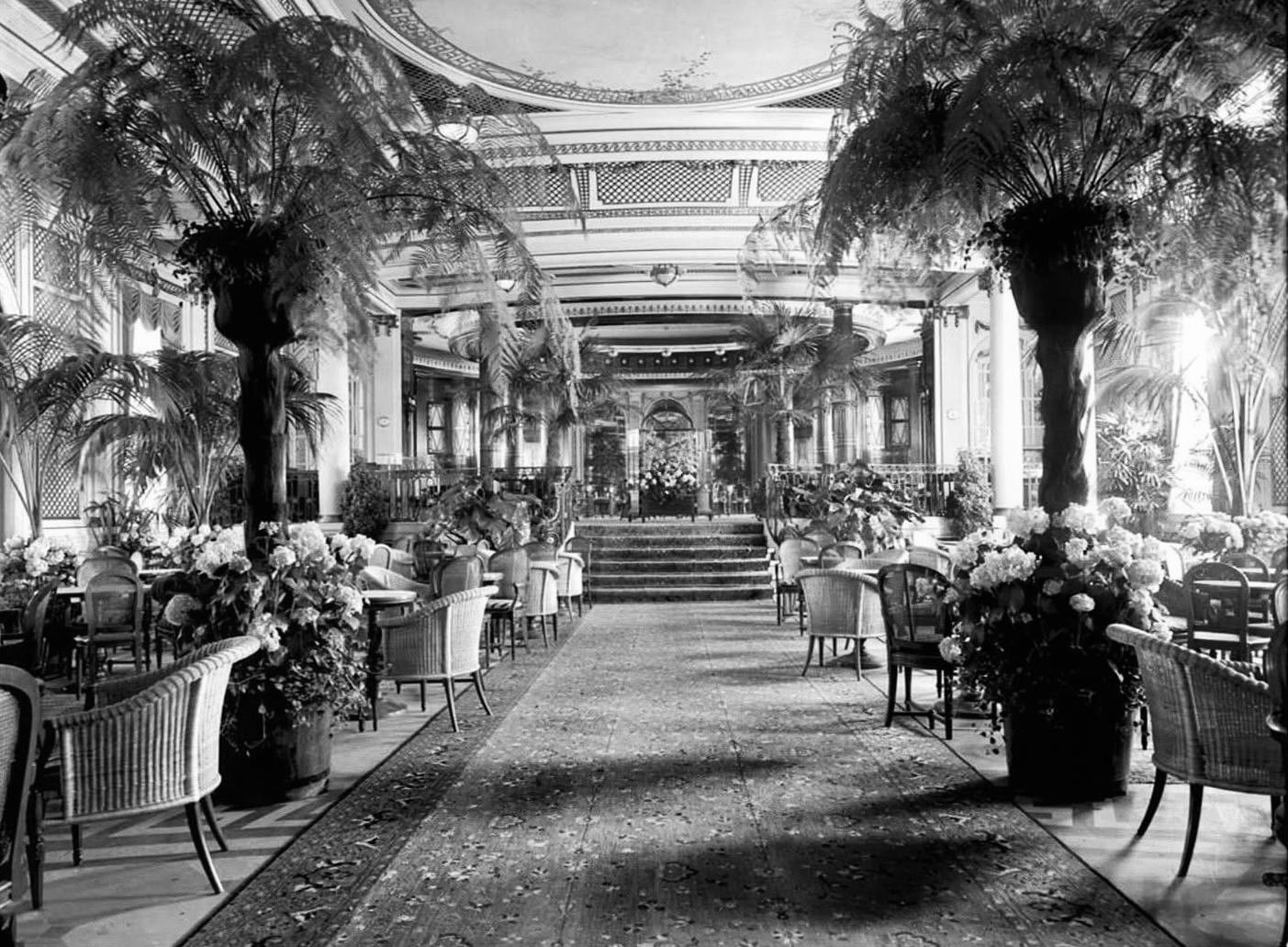 Palm garden, café, or light social interior aboard SS Leviathan