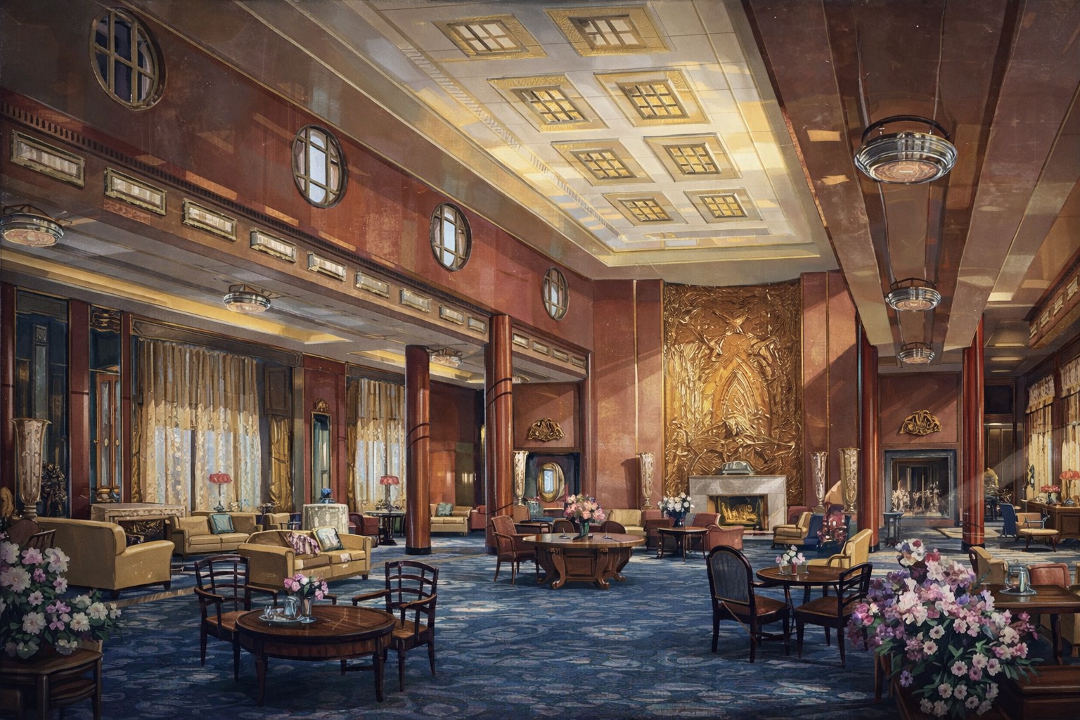 Main lounge aboard RMS Queen Mary