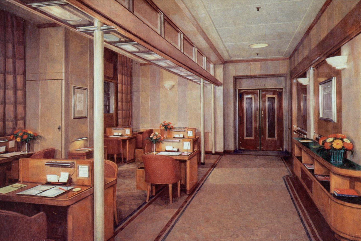 Writing room or library-type room aboard RMS Queen Mary