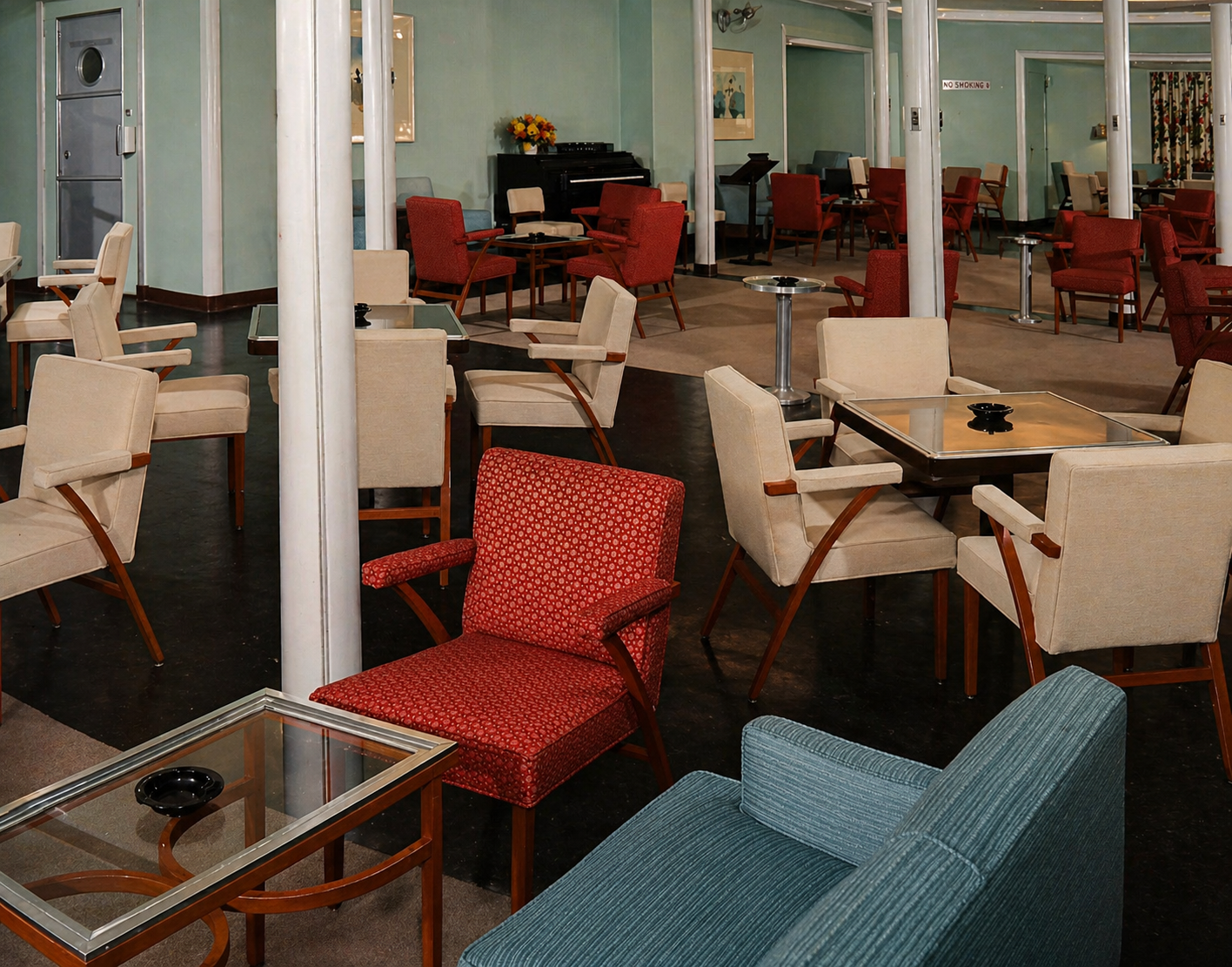 Tourist Class Lounge aboard SS United States