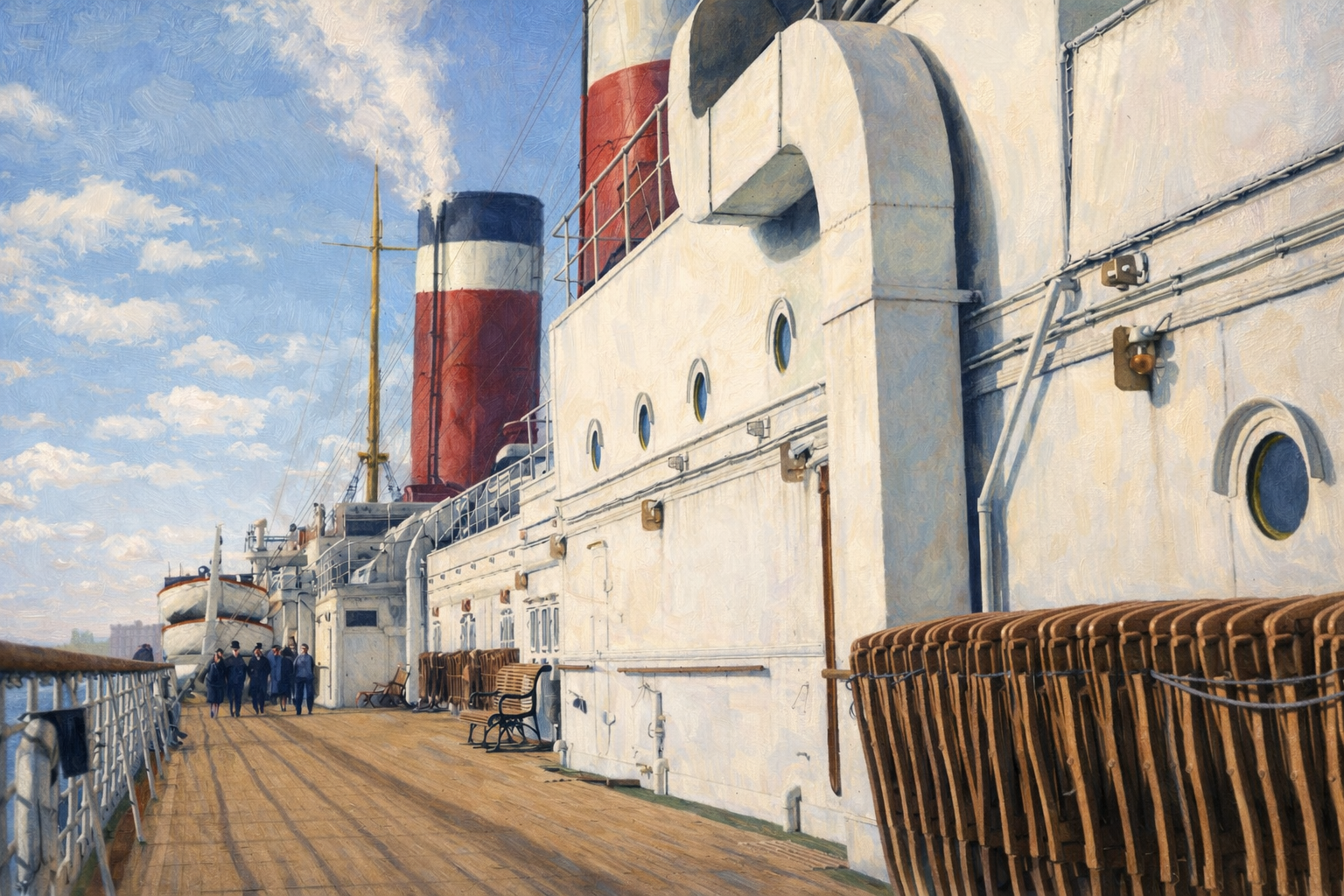 Boat deck aboard SS Leviathan.