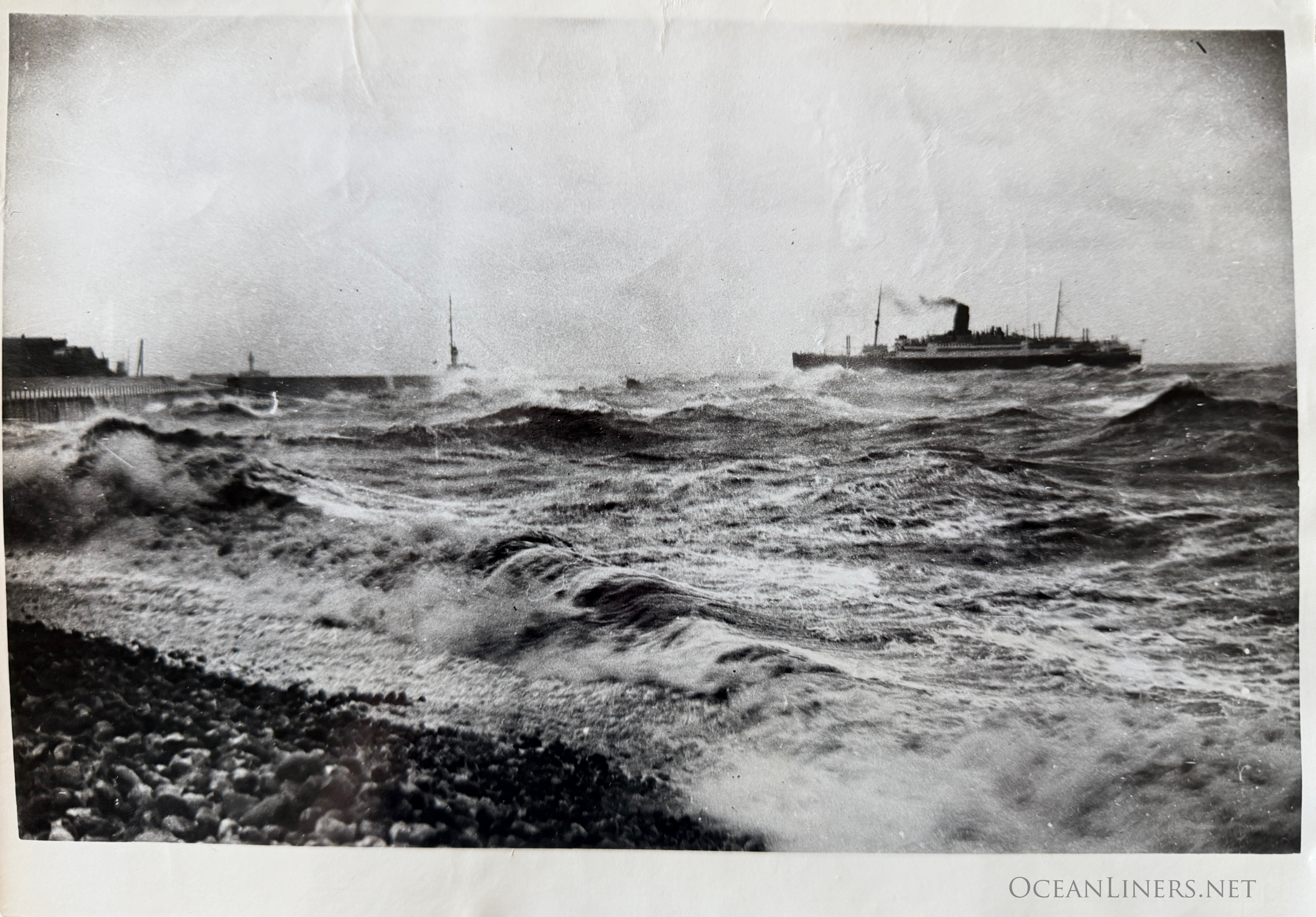 OCEAN LINER REACHES FRANCE AFTER BATTLING GALES c.1930