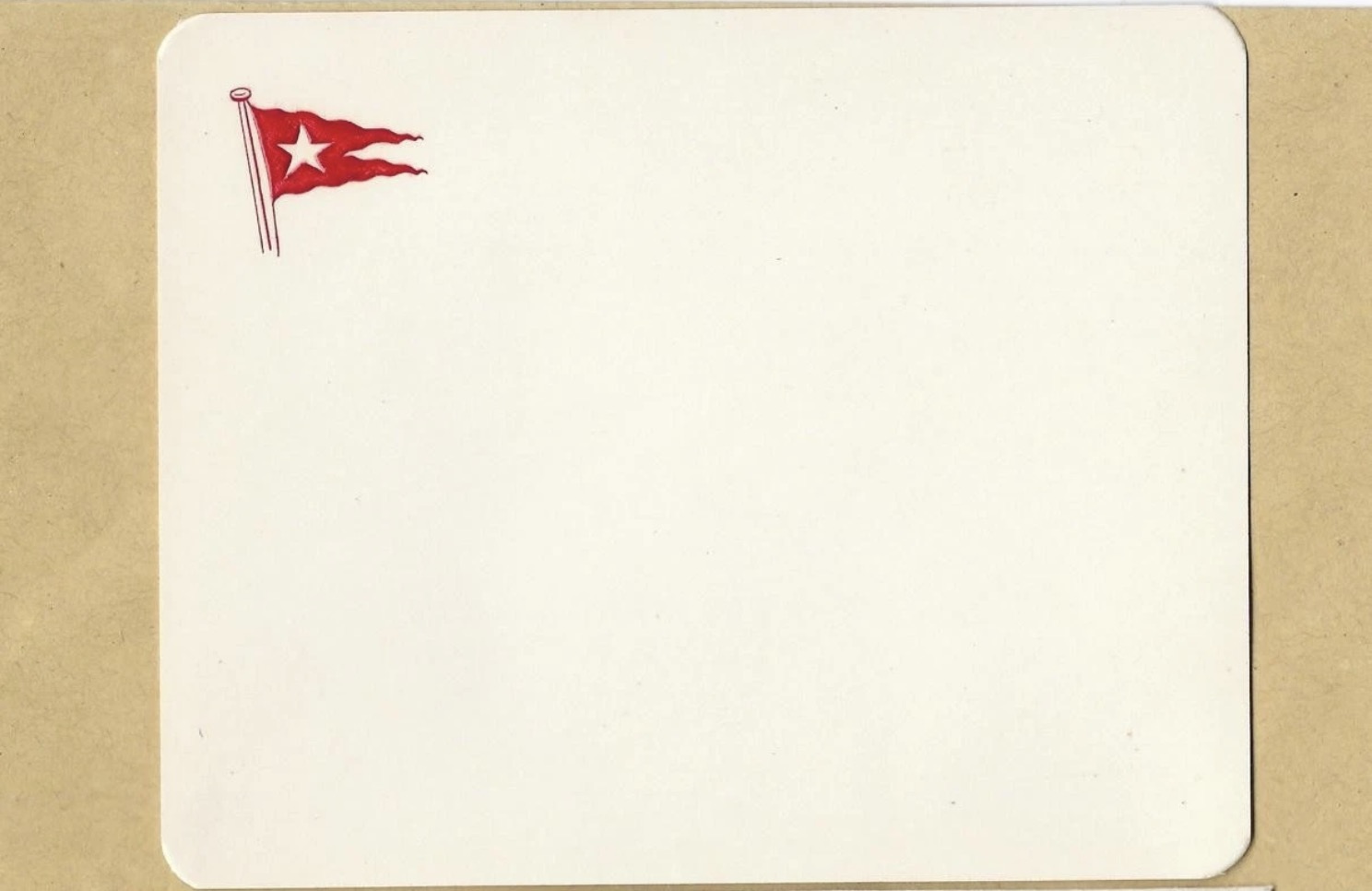 White Star Line note card, front view showing house flag in upper left.