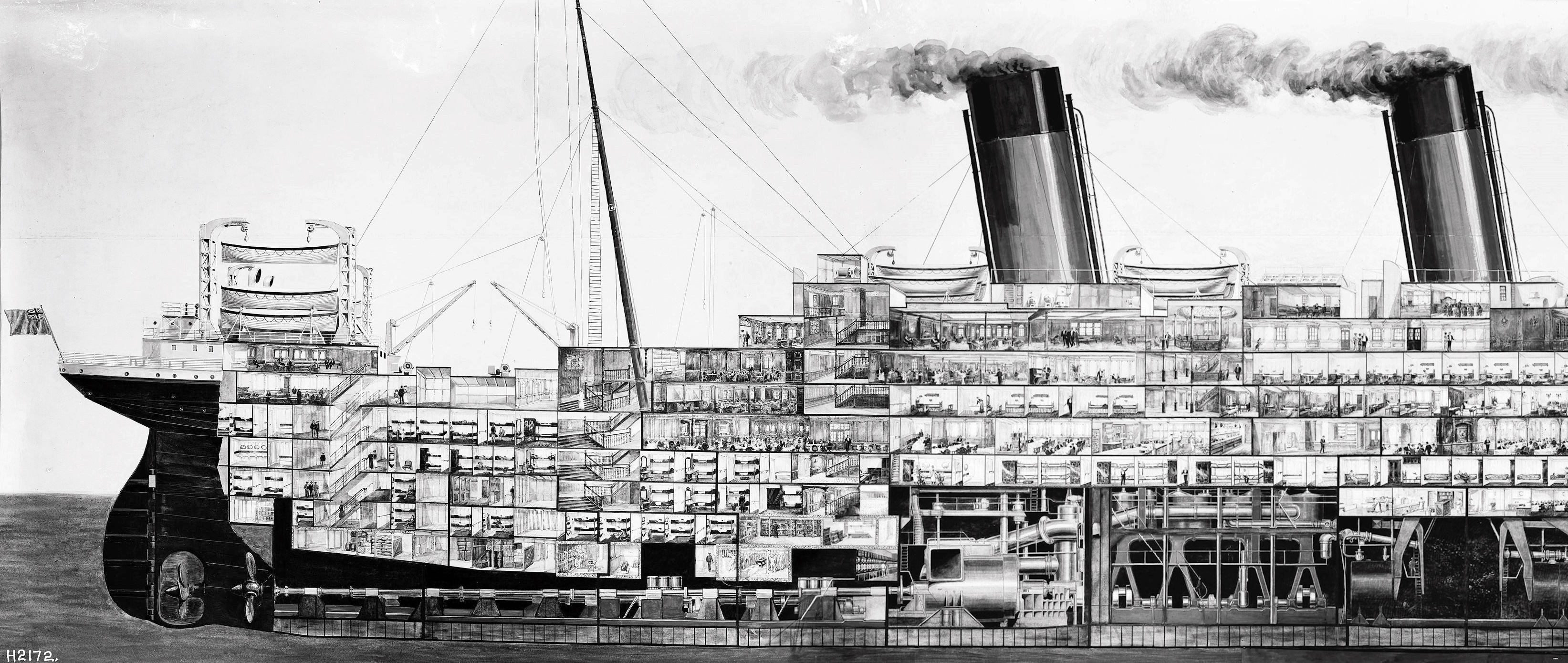 Second cut-away or general arrangement illustration of RMS Britannic