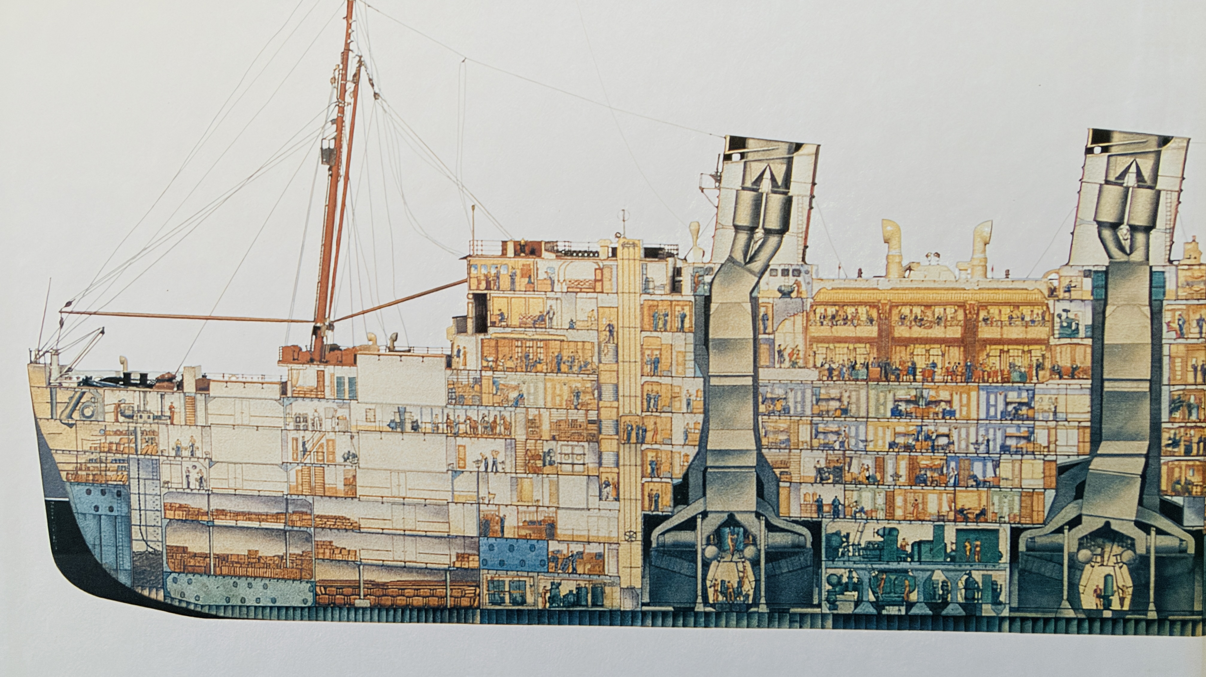 Cut-away or general arrangement illustration of SS Queen of Bermuda