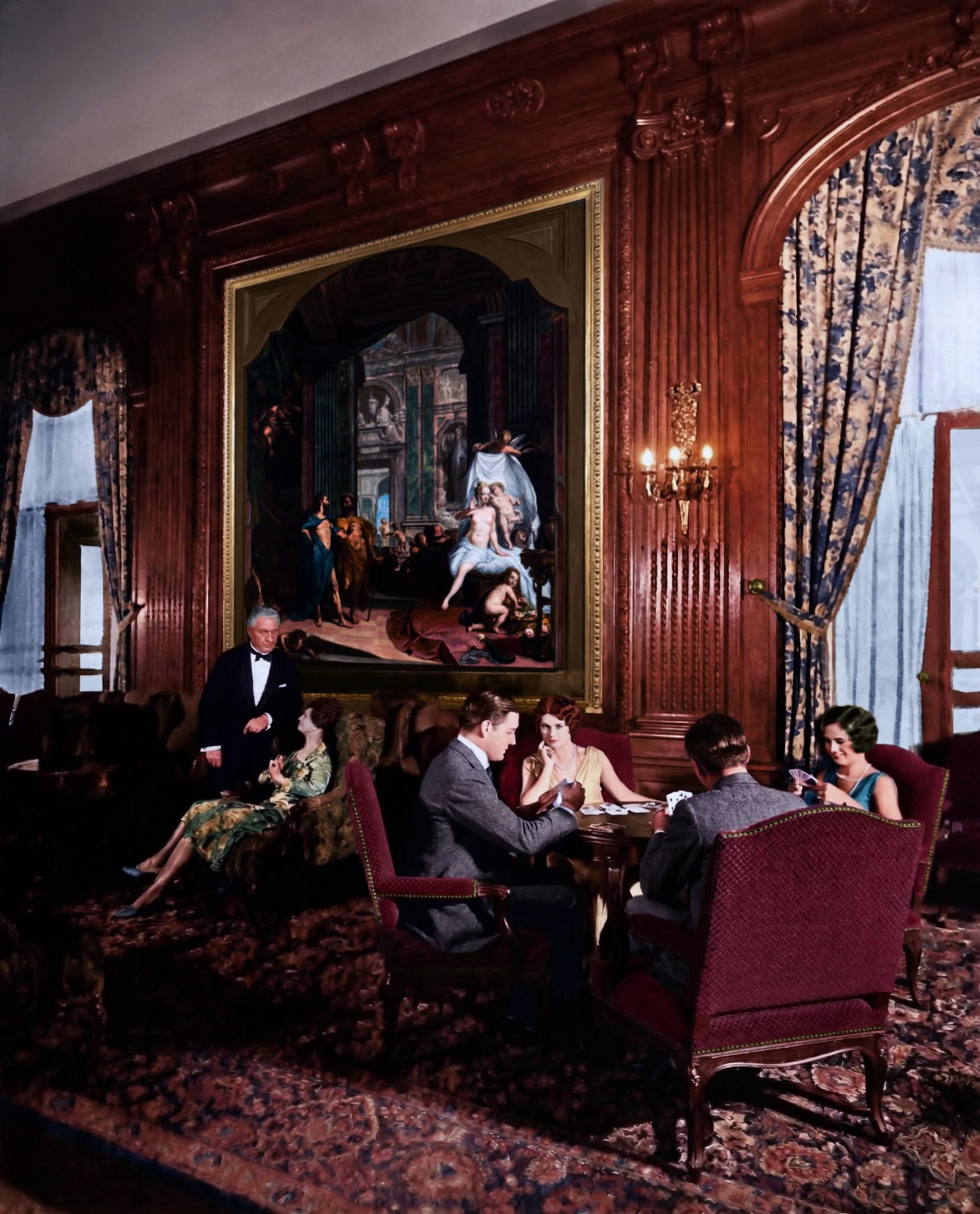 Passengers socializing aboard SS Leviathan.