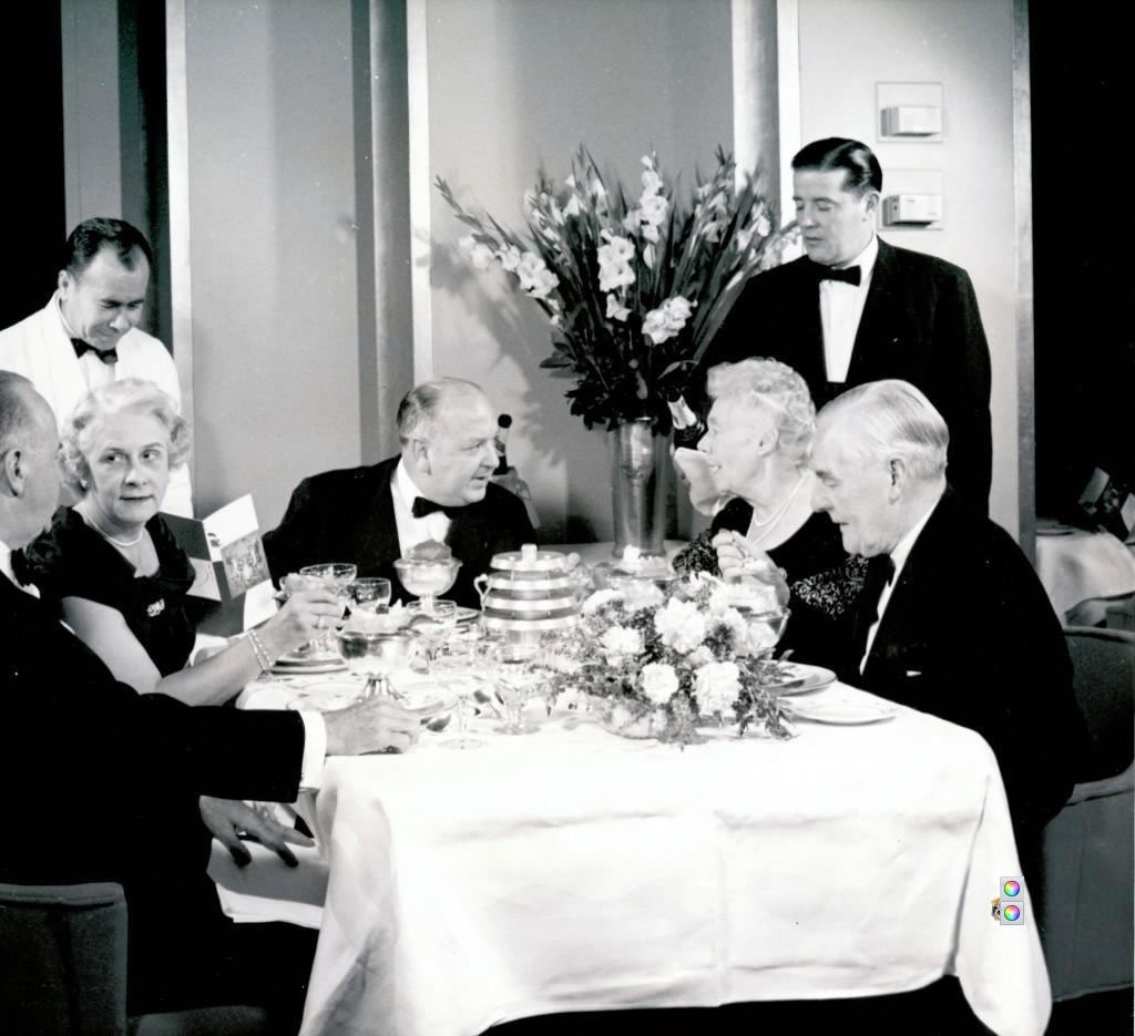 Dining room aboard SS United States.
