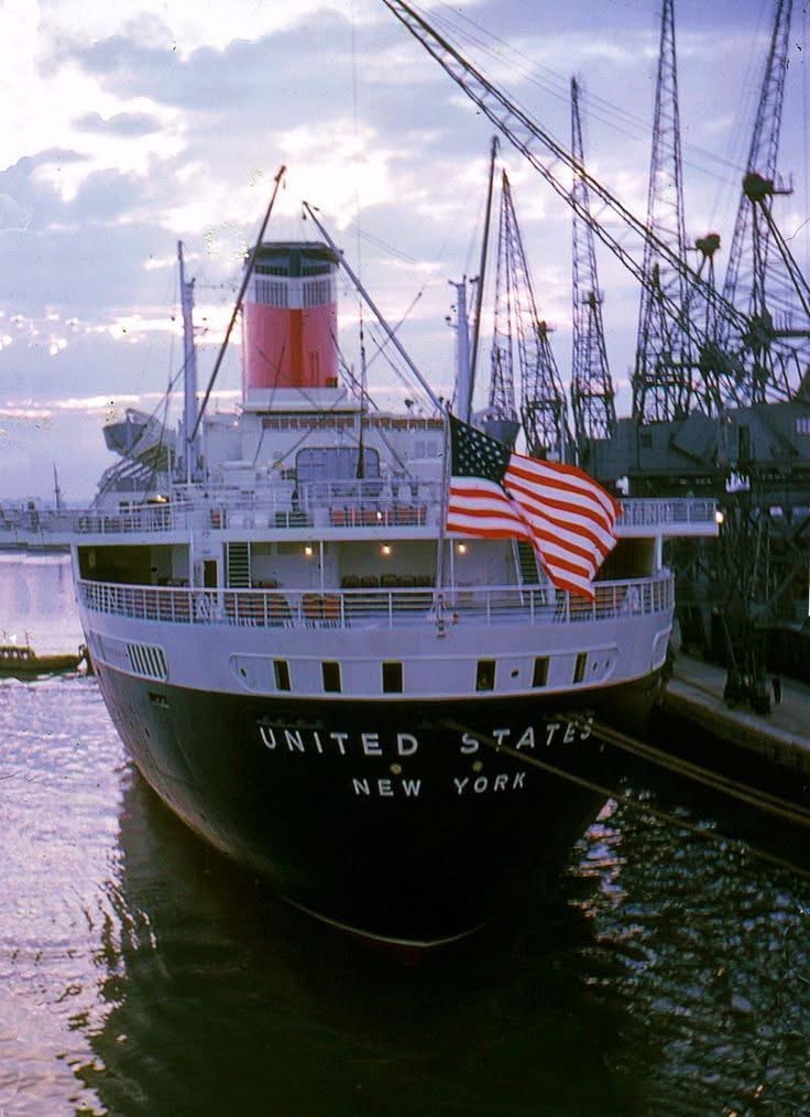 SS United States at the close of a transatlantic voyage.